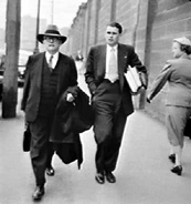 Dr Evatt (left) appears at the Royal commission on Espionage, 1955.