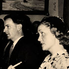 Fergan O'Sullivan, Press Secretary to Dr Evatt and author of Document H. O'Sullivan is seen here during a film night at the Soviet Embassy, standing behind Mrs Petrov
